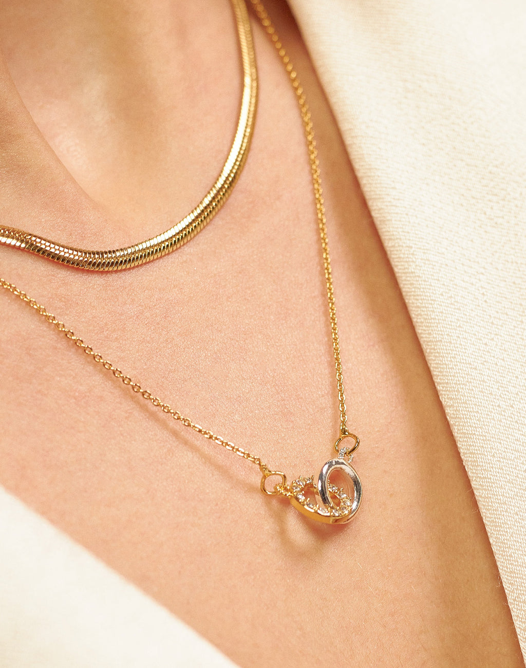Set of 2 Necklaces + Infinite Bow Stud Earrings