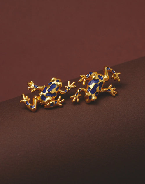 Earrings Blue Frog