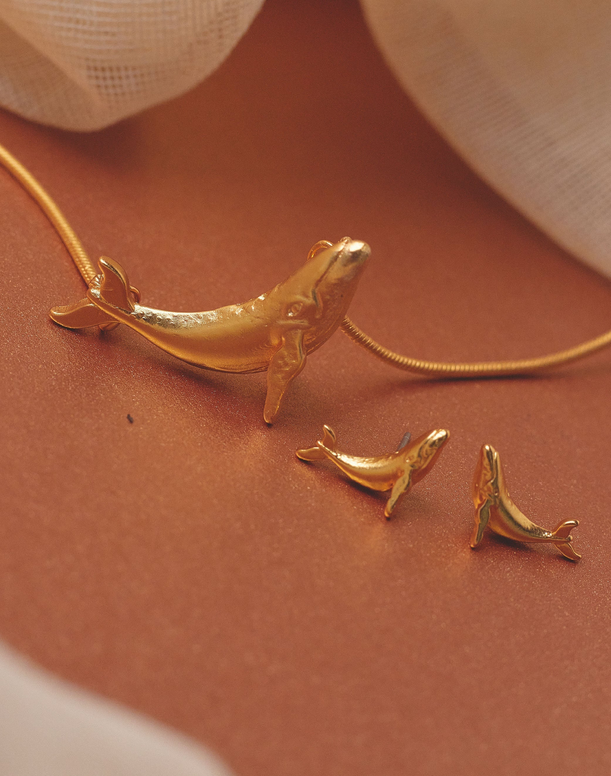 Set of Whale Necklace + Earrings